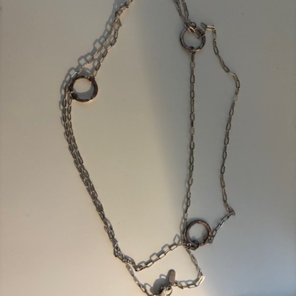 Adina Reyter 925 Sterling Hammered Circle Station LONG Chain Necklace 43" - Picture 3 of 3